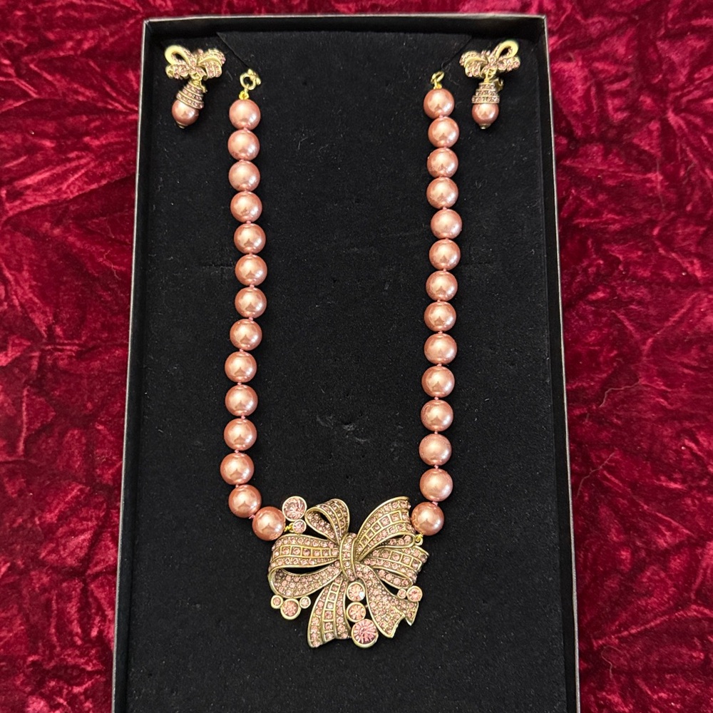 HEIDI DAUS Pink Pearl Jewelry Set in Box